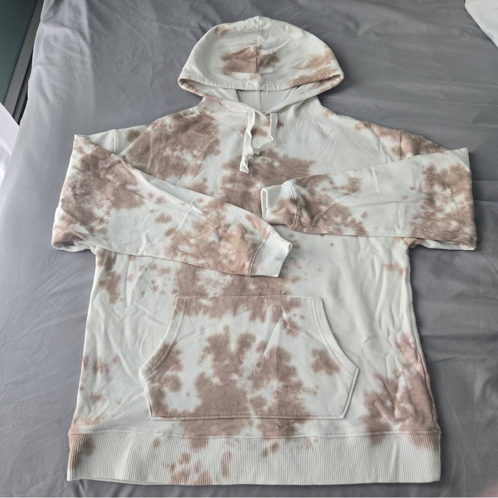 AEROPOSTALE Tie Dye Hoodie Medium Neutral Sand Tan Spiral Pullover Y2K